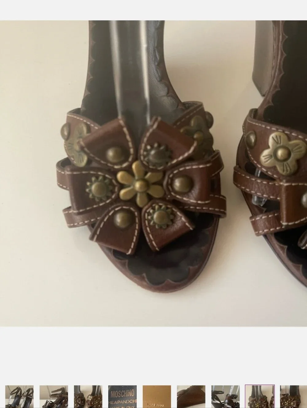 MOSCHINO wedge heel sandals brown